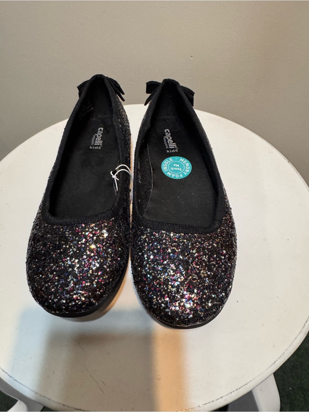 Capelli of New York Kids Black Glitter Ballet Flats